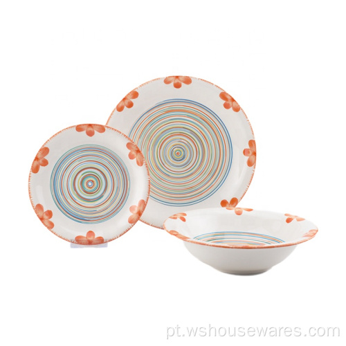 12 PCs Pintura à mão Dinnerware